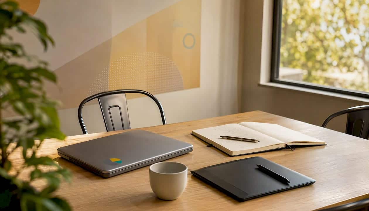 Bureau high-tech avec les appareils en veille