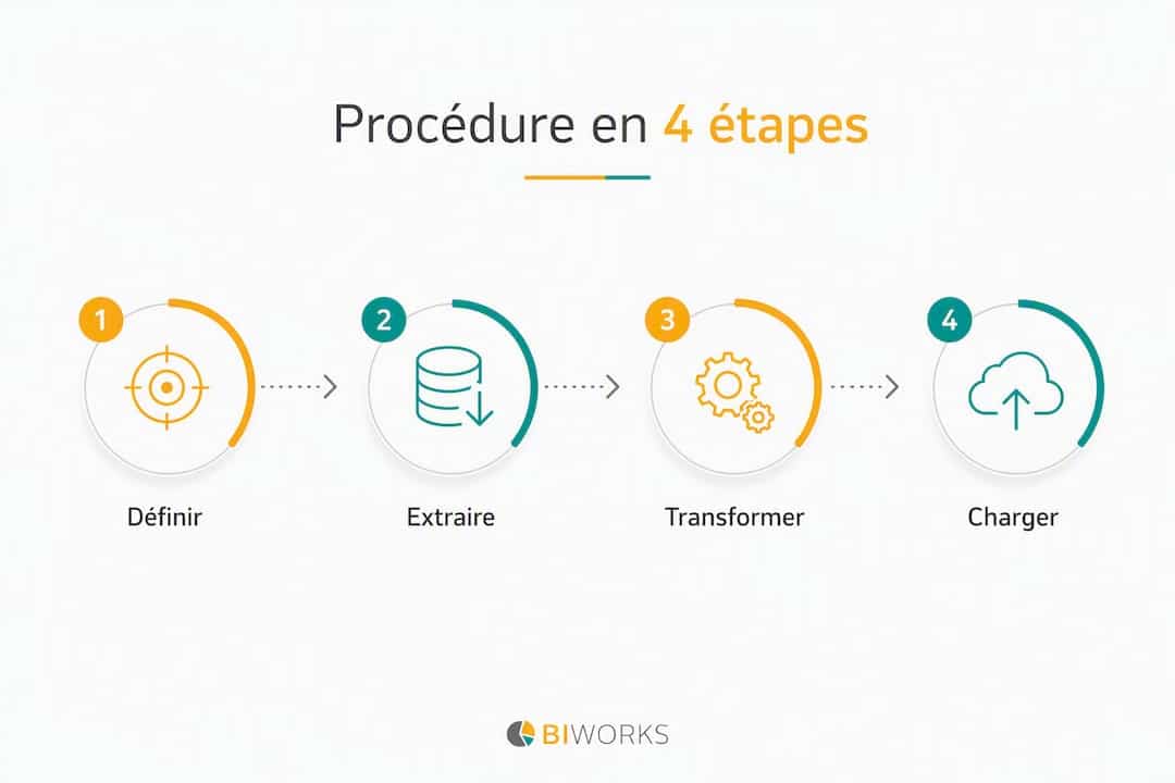 Schéma des 4 grandes étapes pour automatiser vos processus