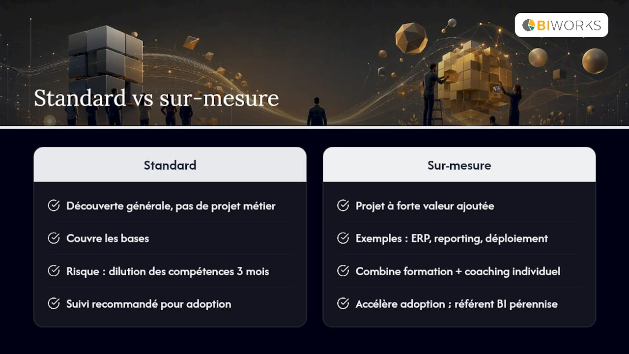 Faut-il toujours privilégier le sur-mesure plutôt qu'une formation standard ? — overview diagram