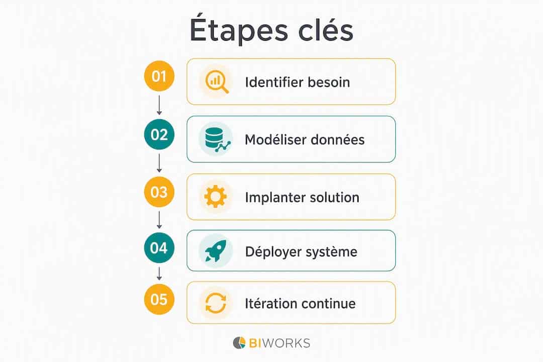 Découvrez, en un coup d’œil, les grandes étapes de la mise en place d’un entrepôt de données grâce à cette infographie.
