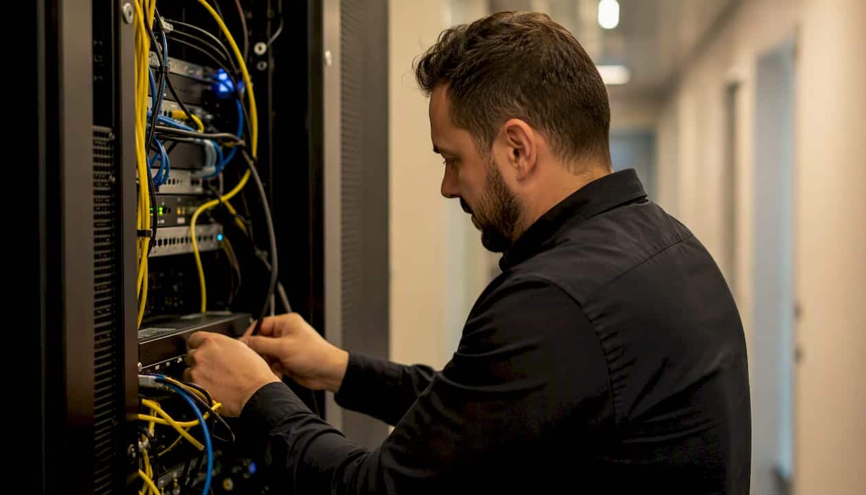 Un technicien procède à la configuration manuelle d'une passerelle de données.