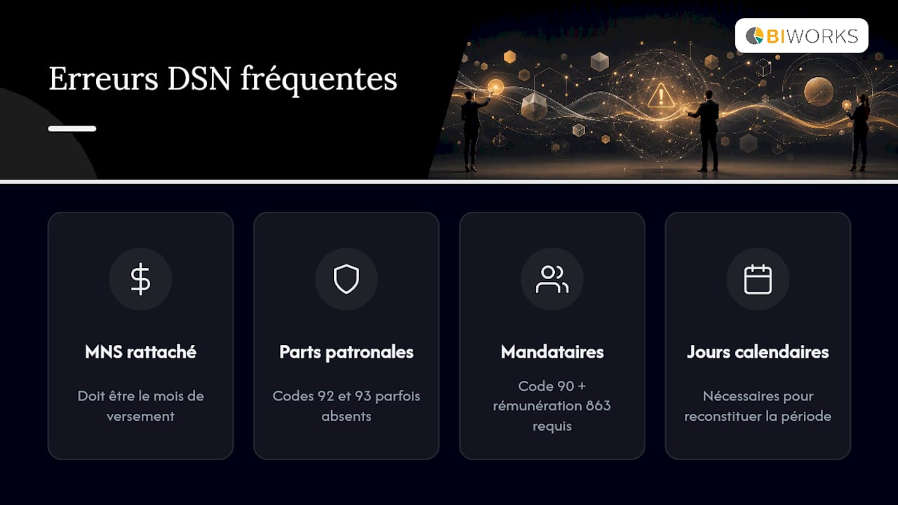 Découvrez notre infographie dédiée aux erreurs fréquentes sur la DSN et aux solutions pour les corriger facilement.