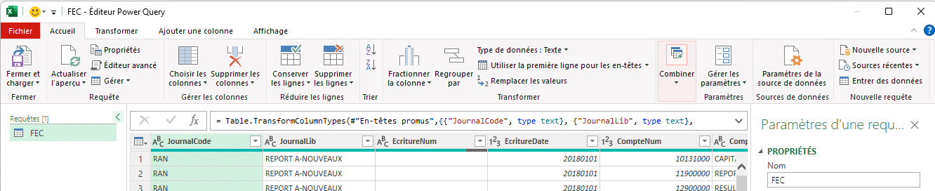 Power query Import de données